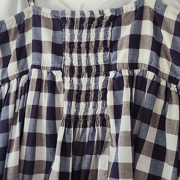 Walter Boho Lagenlook Purple Gingham Cotton Cottagecore V Neck Mini Dress L (F9) - Picture 9 of 14